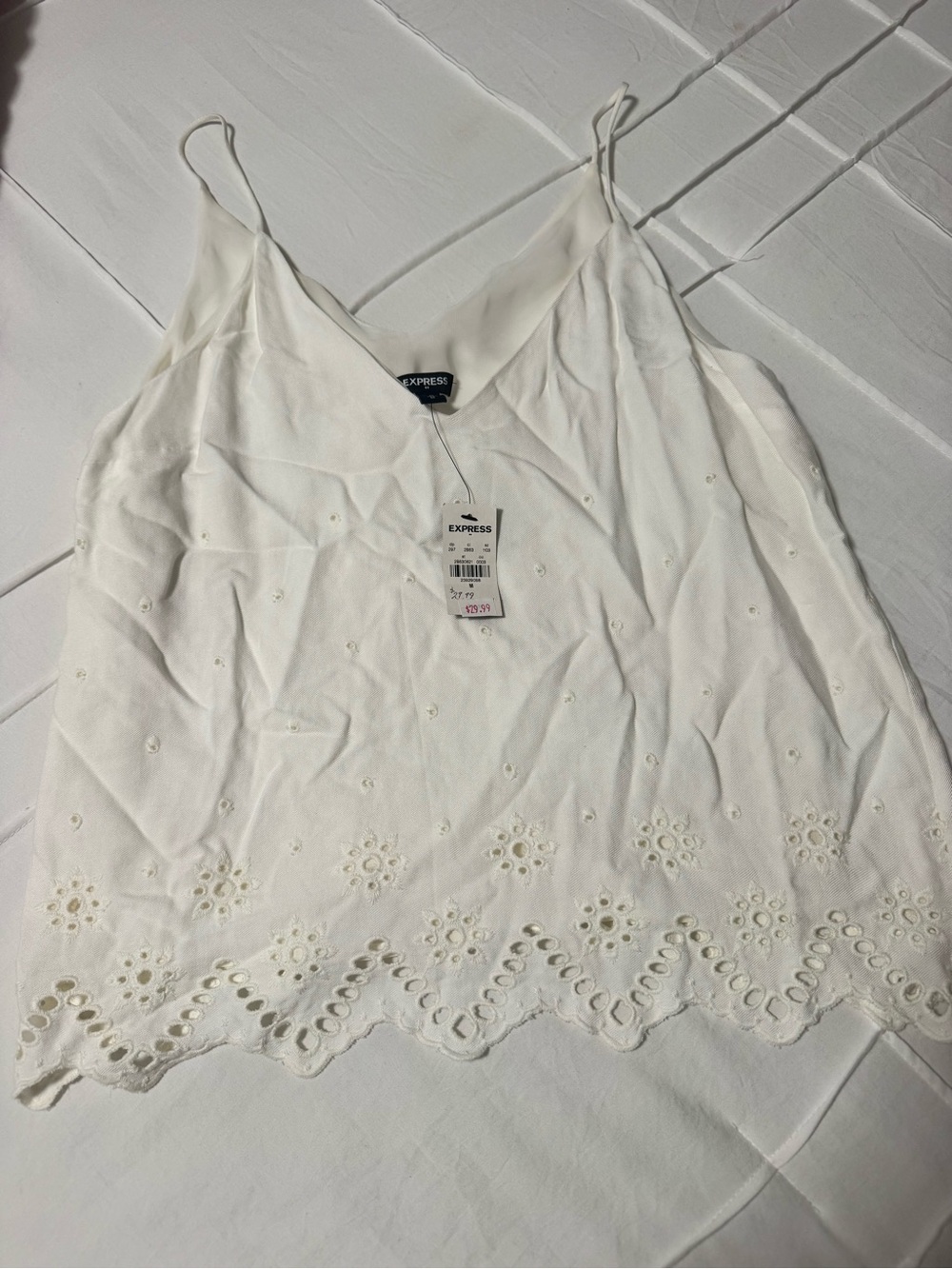 Express White Eyelet Trim Camisole Tank